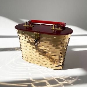 50s Vintage Dorset Rex Metal Woven Bucket Purse